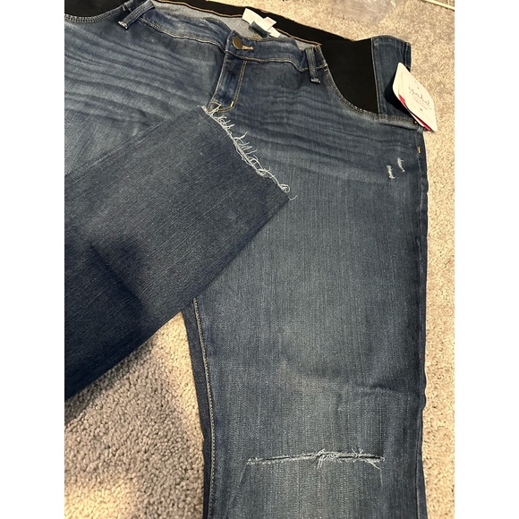 NWT Isabel Maternity 18 Distressed Medium Wash Skinny Jeans; Side Panel Pants - Picture 3 of 9